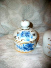 Matson Vanity Set Porcelain Blue Flowers Gilt Japan For Matson Ny Mid Century