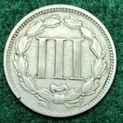 1865 Three Cent Nickel Piece 3c Circulated Civil War Date Us Type Coin  534