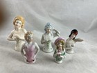 Lot Of 6 Porcelain Pin Cushion Half Dolls Germany Japan Made Vintage Antique