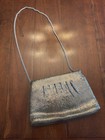 Vintage Whiting   Davis Silver Tone Mesh Evening Purse Rhinestone