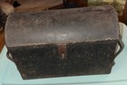 19th C Antique Heavy Welded Cast Iron Homemade Stagecoach Strong Box 9 Lb Safe  