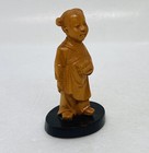 Antique 1930s Chinese Revolution Boxwood Carved Figurine Child Carrying Bread 18
