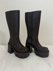 Dolls Kill Vintage Soul Knee High Brown Platform Zip Boots Round Toe Us 9