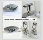 Vintage Silver Tone Anson Swordfish Cufflinks 1    X 1 2    