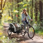 2-seat Kid Bicycle Trailer With Windows And Canopy Coupler Attachment  Black