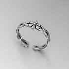 Solid Metal Silver Ladies Infinity Flower Adjustable Toe Ring White Gold Plated
