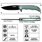 Oerla 8 9  Medium Size Folding Pocket Knife With D2 High Carbon Steel Green