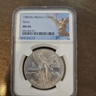 1985 Silver Mexican Libertad 1 Oz  999 Silver Ngc Graded Ms66 1 Onza Bu Gem