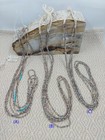 Vtg 70 San Felipe 24  Olive Shell turquoise Heishi 3 Strand Bead String-no Clasp