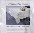 Quaker Lace Tablecloth Princess House Exclusive Heritage Ecru Oval 64 X 84  Vtg