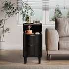 Fluted Nightstands Set Of 2  Modern Bedside Table W  Storage Drawer  Open Shelf