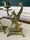 Pair Of Antique Gothic Chinese Candlesticks  Brass  King Of Beasts And Birds