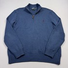 Polo Ralph Lauren 1 4 Zip Sweater Long Sleeve Cotton Blue Men s Large
