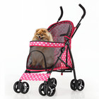 4 Wheels Pet Stroller W skylight storage Basket Foldable Cat Cage Travel Carrier
