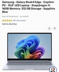 Samsung Galaxy Book4 Edge Snapdragon X 16gb Memory 512g Storage Sapphire Blue