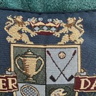 Vtg 12   x8    Tapestry Throw Pillow Super Dad Golf Tennis Fishing Father   s Day