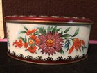 Vintage Oval Daher Floral Metal Tin Made In England 6   x4   x2 5       G