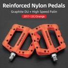 Rockbros Mountain Bike Bearing Pedals Wide Nylon Pedals Platform One Pair Orange