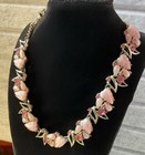 Vintage Rousseau Set Pink Molded Frosted Lucite Ab Rhinestone Choker   Earrings