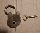 Old Vintage Brass Padlock With Key Collectible  trust 555  Decorative
