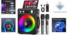 All-in-one Karaoke Machine With Bluetooth  2 Mics    Immersive Led Light Show