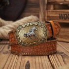 Unisex Retro Western Pu Leather Belt Metal Buckle Casual Daily Workwear