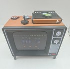 Retro 1970s-80s Tv With Atari Video Game System Miniature Diorama