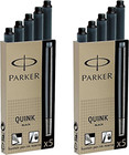 Parker Quink Permanent Ink Fountain Pen Refill Cartridges  10 Black Ink Refills