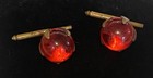 Antique 1930s Cufflinks Art Deco Ruby Glass Orbs Pools Of Light Claw Set