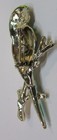 Bird Parakeet Or Parrot On Branch Pin Brooch Green Enamel Gold-tone Rhinestones