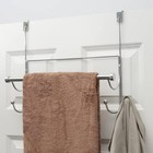 Over The Door Towel Bar With Hooks   Made From Steel   Long Center Bar  