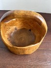 Hand Carved Burl Wood Basket Bowl Knotted Centerpiece 8x8x7 Farmhouse Primitive