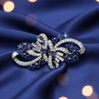 Elegant Brooch Pin 2 Ct Round Cut Simulated Blue Sapphire 14k Yellow Gold Plated