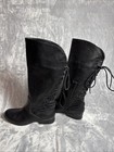 Black Lace Up Boots Knee High Shoes Tall Riding Boots Academia Y2k Steampunk 10