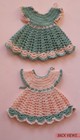 Vintage Crochet Dresses Handmade Potholders For Wall Decor Peach And Sage Green