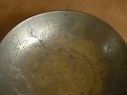 Great Vintage Antique Chinese Solid Brass Bowl Dragon Motif Writing Inscription