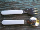 Vintage Childs Fork And Spoon With Dinosaur Images On Handles