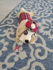 Vtg  Elka  15  Plush Dog Smoking Pipe Wearing Plaid Hat Sweater Rare Stuffed 