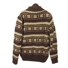 Michael Ross Zip Knit Jacket Wool Brown Men s L Nordic Pattern
