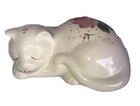 7    White Floral Kitty Cat Figurine Porcelain Fun