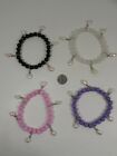Lee Sands Set Of 4 Calcite   Glass Stretch Bracelets W Pearl Drops Set 