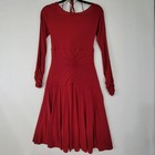 Nwt Bcbg Maxazria Long Sleeve Red Jersey Ruched Vintage Midi Dress Size Medium