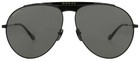 Gucci Gg0908s Oversized Aviator Sunglasses Black Metal Grey Lens Unisex