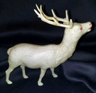 Vintage Japan Celluloid White Reindeer Buck Stag Deer Red Jewel Eyes   Mica
