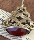 Antique Victorian Brass Hatpin    Red-orange Rhinestone Center    12       Awesome 