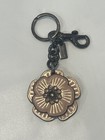 Coach Crystal Purse Charm Keychain Nude Pink Rose Tea Flower Gun Metal Hardware