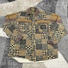 Vtg Major Damage Denim Shirt Men Large Brown Patchwork Button Hip Hop Urban 90s