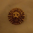 Gold Tone Round Lion Head Brooch Pin  Metal Costume Jewelry  No Stones