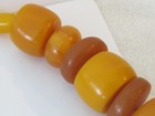B5 Vintage Butterscotch Egg Yolk Bakelite Barrel Disc Oval Beads 24  Necklace