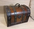 Vintage Pirate Treasure Chest Wooden Storage Trunk 12x10x9 5